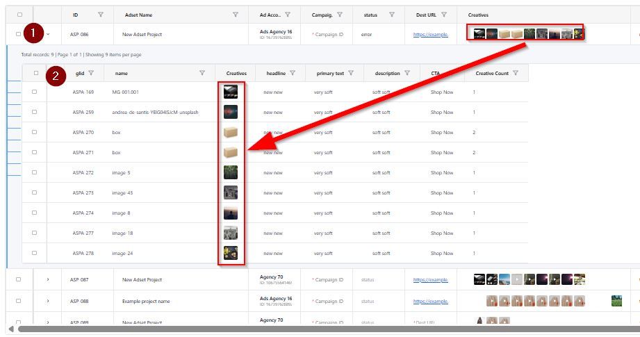 Ad set principle: several creatives split into several unique ads with unique creative