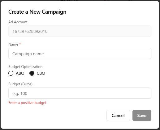 Create new Campaign