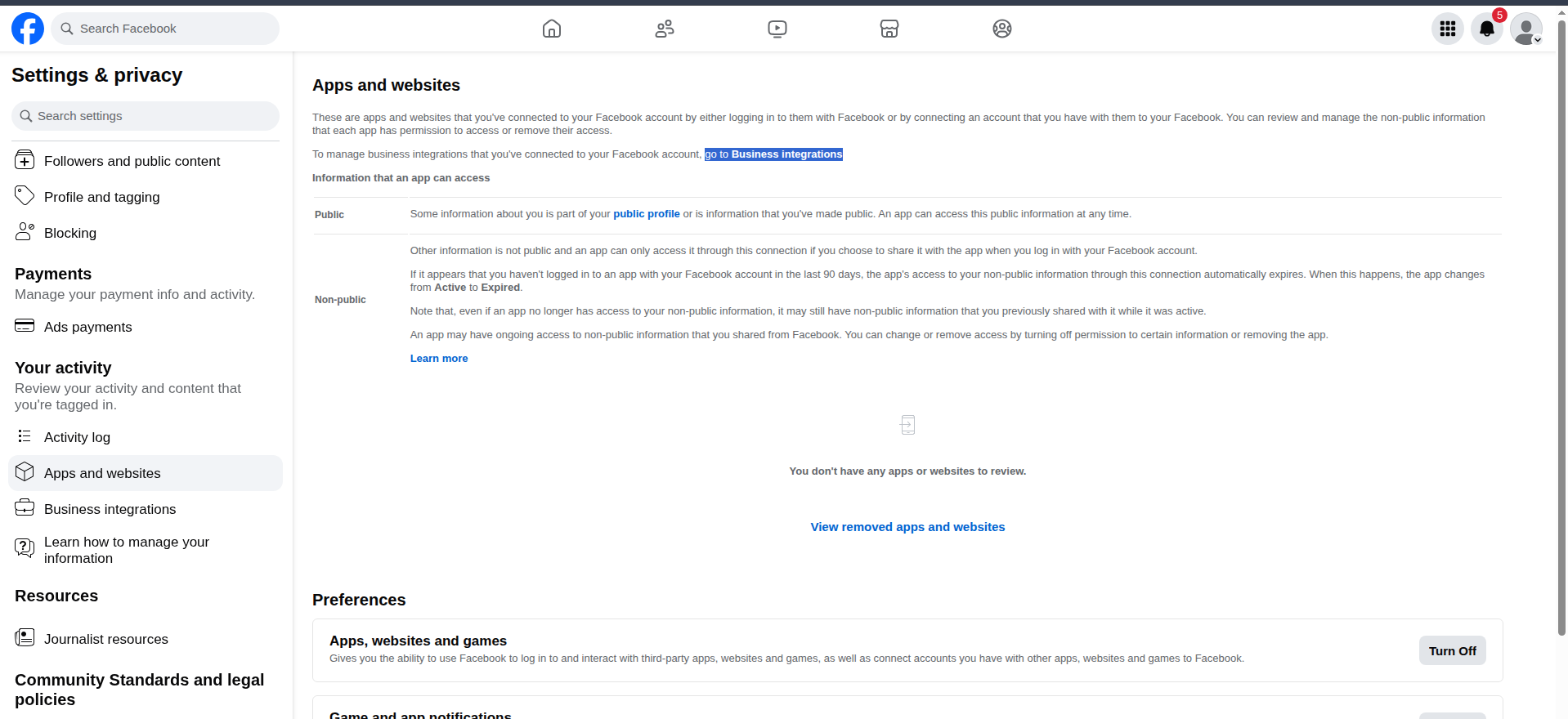 Business integration in FB